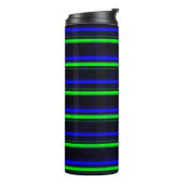 Black Blue Green Stripes Thermosbecher (Nach links gedreht)