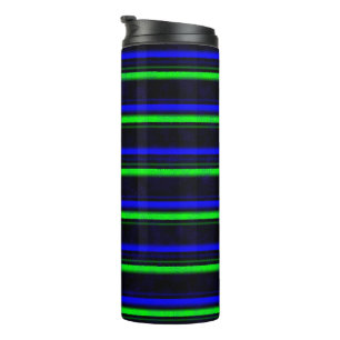 Black Blue Green Stripes Thermosbecher