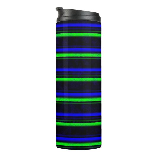 Black Blue Green Stripes Thermosbecher (Nach rechts gedreht)