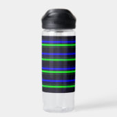 Black Blue Green Stripes Trinkflasche (Rückseite)