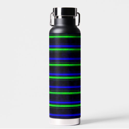 Black Blue Green Stripes Trinkflasche (Vorne)