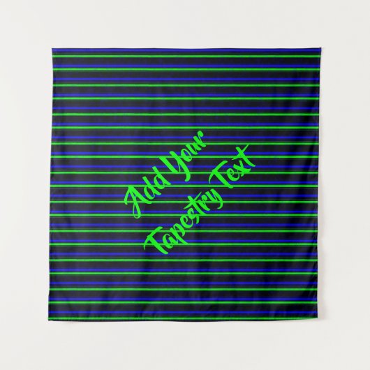Black Blue Green Stripes Wandteppich (Vorderseite)