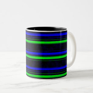 Black Blue Green Stripes Zweifarbige Tasse