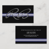 Black Blue Grey Monogram Manager Business Card Visitenkarte (Vorne/Hinten)