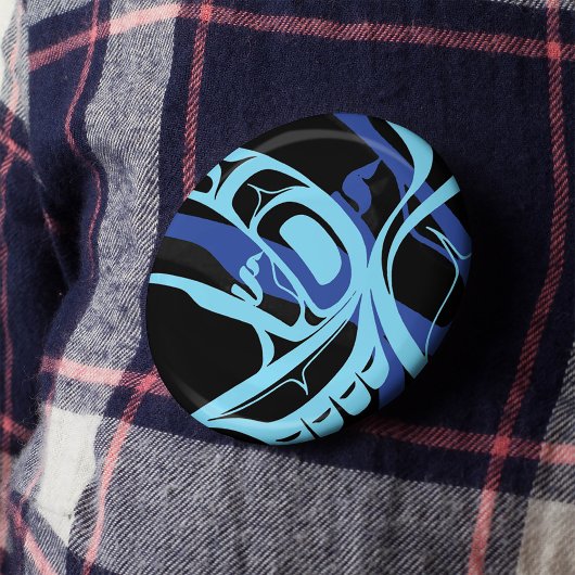 Black Blue Haida Eagle Thunder Bird Native Art Button