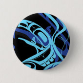 Black Blue Haida Eagle Thunder Bird Native Art Button (Vorderseite)