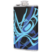 Black Blue Haida Eagle Thunder Bird Native Art Flachmann (Links)