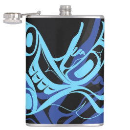 Black Blue Haida Eagle Thunder Bird Native Art Flachmann