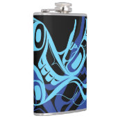 Black Blue Haida Eagle Thunder Bird Native Art Flachmann (Rechts)