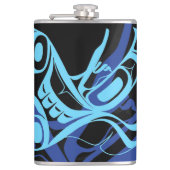 Black Blue Haida Eagle Thunder Bird Native Art Flachmann (Vorderseite)