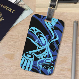 Black Blue Haida Eagle Thunder Bird Native Art Gepäckanhänger
