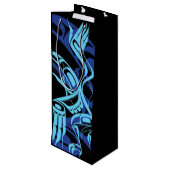Black Blue Haida Eagle Thunder Bird Native Art Geschenktüte Für Weinflaschen (Rückseite Schrägansicht)