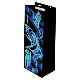 Black Blue Haida Eagle Thunder Bird Native Art Geschenktüte Für Weinflaschen