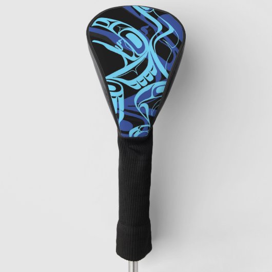 Black Blue Haida Eagle Thunder Bird Native Art Golf Headcover (Vorderseite)