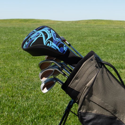Black Blue Haida Eagle Thunder Bird Native Art Golf Headcover (In SItu)