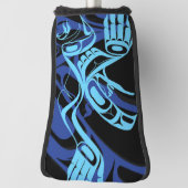 Black Blue Haida Eagle Thunder Bird Native Art Golf Headcover (Rotieren 90)