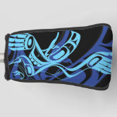 Black Blue Haida Eagle Thunder Bird Native Art Golf Headcover (Vorderseite)