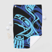 Black Blue Haida Eagle Thunder Bird Native Art Golfhandtuch (Insitu)