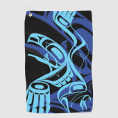 Black Blue Haida Eagle Thunder Bird Native Art Golfhandtuch (Vorderseite)