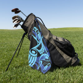 Black Blue Haida Eagle Thunder Bird Native Art Golfhandtuch