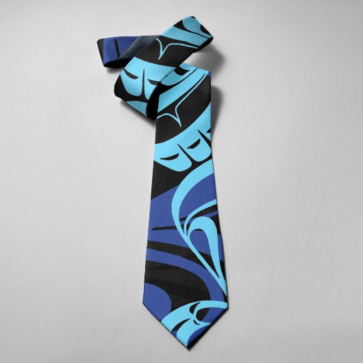 Black Blue Haida Eagle Thunder Bird Native Art Krawatte