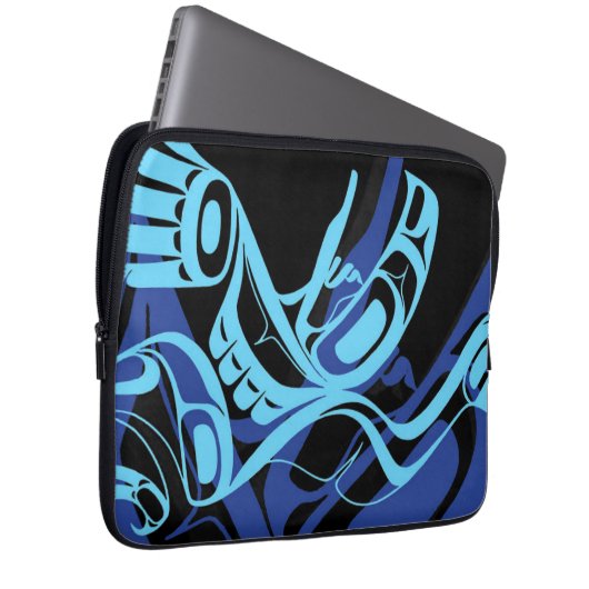 Black Blue Haida Eagle Thunder Bird Native Art Laptopschutzhülle (Vorne Rechts)