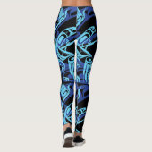 Black Blue Haida Eagle Thunder Bird Native Art Leggings (Rückseite)