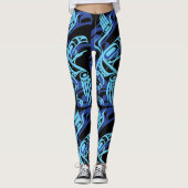 Black Blue Haida Eagle Thunder Bird Native Art Leggings (Vorderseite)