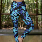 Black Blue Haida Eagle Thunder Bird Native Art Leggings