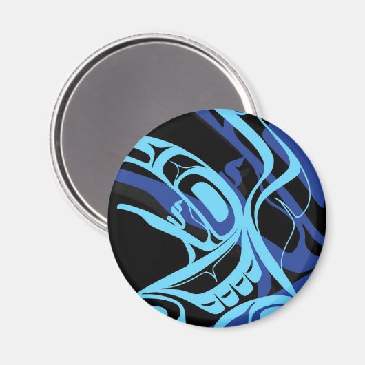 Black Blue Haida Eagle Thunder Bird Native Art Magnet (Vorderseite/Rückseite)