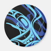 Black Blue Haida Eagle Thunder Bird Native Art Magnet (Vorne)