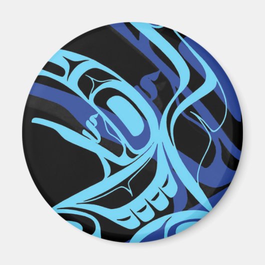 Black Blue Haida Eagle Thunder Bird Native Art Magnet (Vorne)