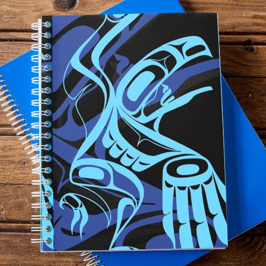 Black Blue Haida Eagle Thunder Bird Native Art Notizblock
