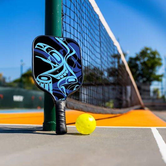 Black Blue Haida Eagle Thunder Bird Native Art Pickleball Schläger