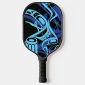 Black Blue Haida Eagle Thunder Bird Native Art Pickleball Schläger (Vorderseite)