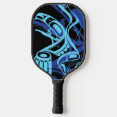 Black Blue Haida Eagle Thunder Bird Native Art Pickleball Schläger (Rückseite)