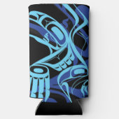 Black Blue Haida Eagle Thunder Bird Native Art Selters Dosenkühler (Rückseite)