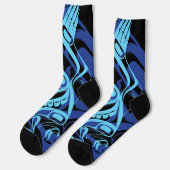 Black Blue Haida Eagle Thunder Bird Native Art Socken (Linkes Detail)