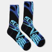 Black Blue Haida Eagle Thunder Bird Native Art Socken (Rechts)