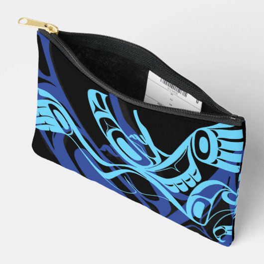 Black Blue Haida Eagle Thunder Bird Native Art Zubehörtasche (Offen)