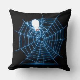 Black & Blue Halloween Spider Web Kissen