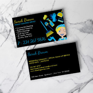 Black Blue Janitorial Glove Schürze Maid Visitenkarte
