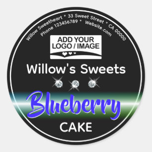 Black Blue Kristall Cupcake Cake Konditorei Runder Aufkleber