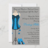 Black & Blue Lingerie Bridal Dusche Einladung (Vorderseite)