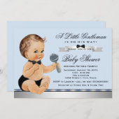 Black Blue Little Man Baby Dusche Einladung (Vorne/Hinten)