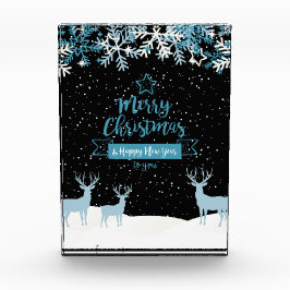 Black Blue Merry Christmas Foto Block