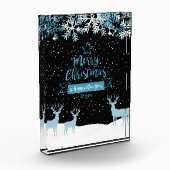 Black Blue Merry Christmas Foto Block (Links)