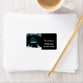 Black Blue Merry Weihnachtsanschrift Label Adressaufkleber (Insitu)