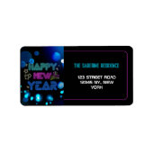 Black & Blue Midnight Sparkle Neon Glow New Year Adressaufkleber (Vorne)