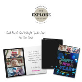 Black & Blue Midnight Sparkle Neon Glow New Year Karte
